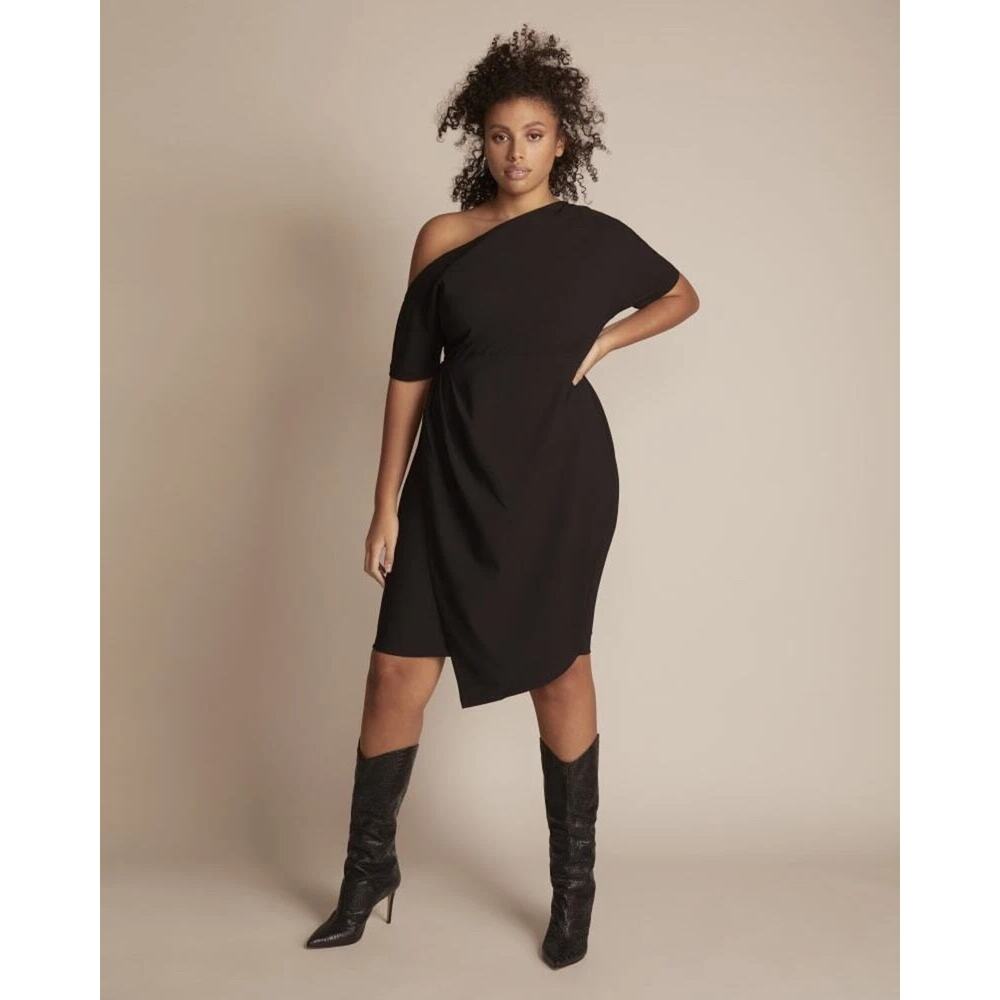 11 Honore Collection Adeline Black One Off The Shoulder Draped Dress New Sz 20
